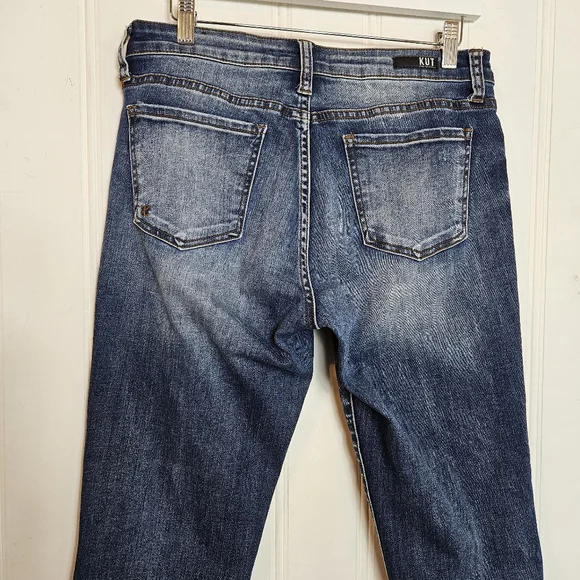 Kut From The Cloth Catherine Boyfriend Jeans Dark Wash Light Distressed Size 8 - Picture 9 of 15